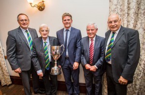 Player of the Year Timm van der Gugten with Alan Jones President of Glamorgan CCC and the Officers of the Balconiers